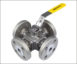 Four way flanged ball valve