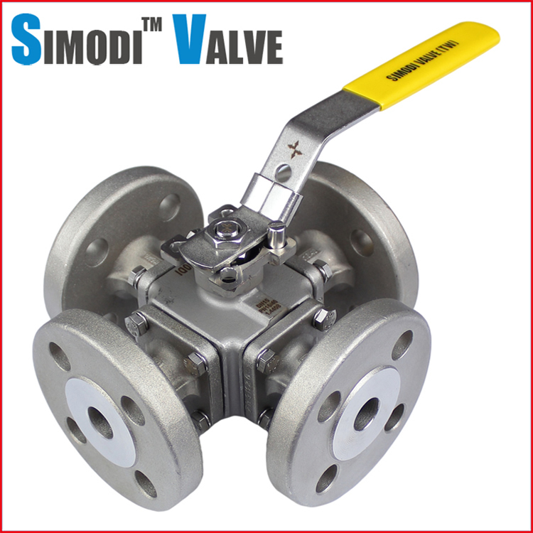 DIN-standard Four-Way Flanged Ball Valve