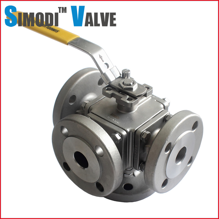 Four way flanged ball valve