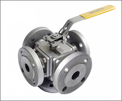 Five way flanged ball valve