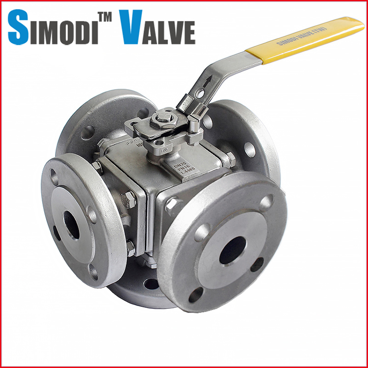 Five way flanged ball valve