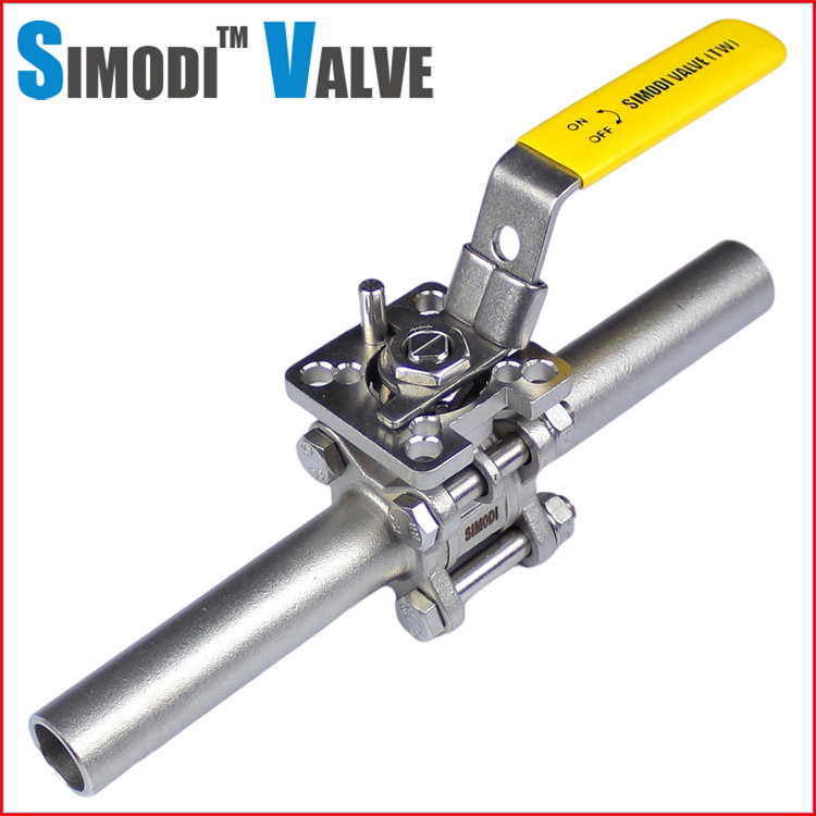 Three-piece high-platform extended-weld ball valve