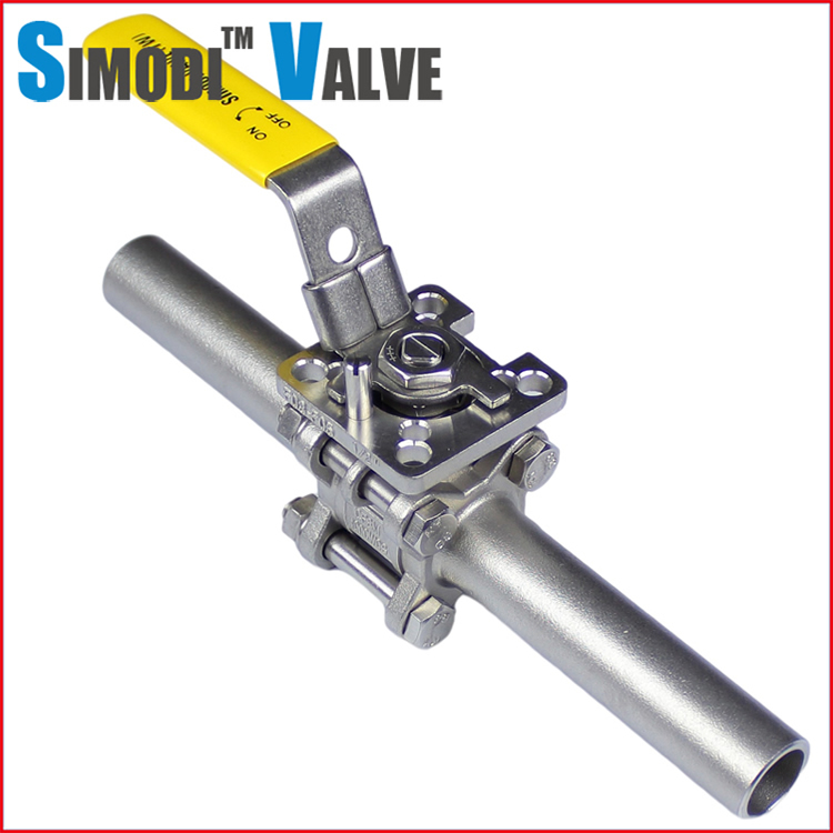 Three-piece high-platform extended-weld ball valve