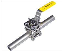 Three-piece high-platform extended-weld ball valve